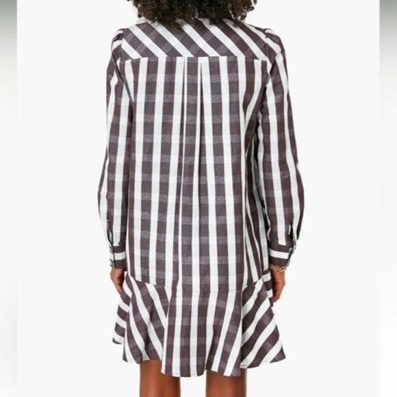 Tuckernuck Check Callahan Espresso Linen Cotton Plaid Dress Fall Farm GUC Large - Picture 8 of 8